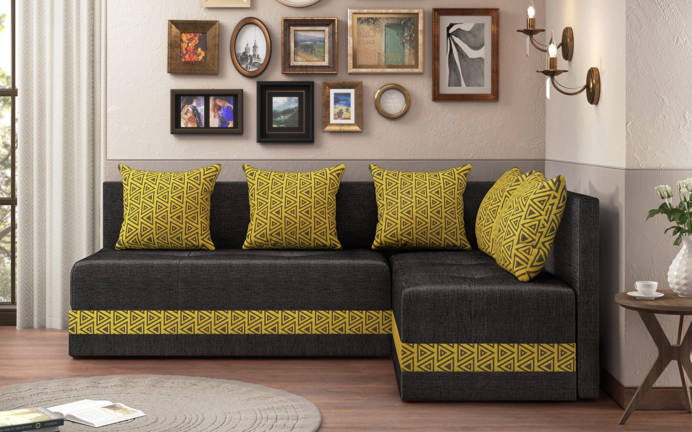 Γωνιακός καναπές κουζίνας  Areti, γραφίτης + print  1